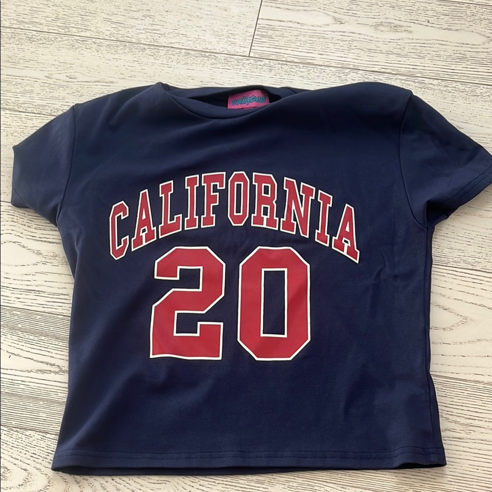 Edikted Blue and Red Crop Top California Style - worn once